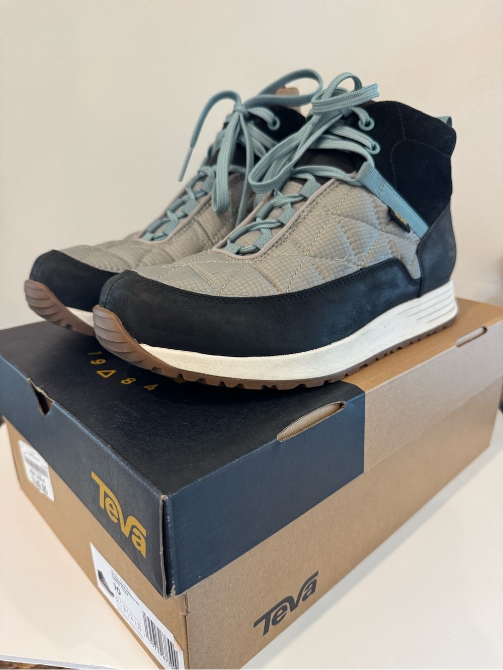 Teva Ember Commute Women's Black, Gray and Light Blue Quilted Mid-Top Boot